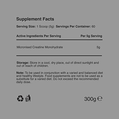 Warrior Creatine Monohydrate Powder - 300g - Micronised for Easy Mixing