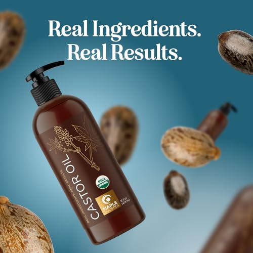 Hexane Free Organic Castor Oil - USDA Organic Castor Oil for Body Detox Hair Growth & Skin Care