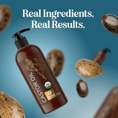 Hexane Free Organic Castor Oil - USDA Organic Castor Oil for Body Detox Hair Growth & Skin Care