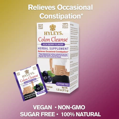 Hyleys Colon Cleanse Tea Acai Berry Flavor - 25 Tea Bags (12 Pack - 300 Tea Bags Total)