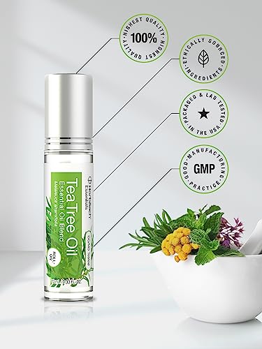 Horbaach Tea Tree Essential Oil Roll On Blend - .33 fl oz (Pack of 2) - Roller for Skin