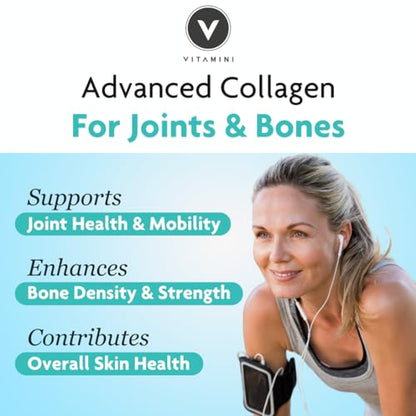Premium Advanced Collagen Complex for Joint and Bone Health - High Strength Marine Collagen with Vitamin D3
