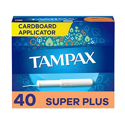 Tampax Tampons, Super Plus Absorbency, Cardboard Applicator, Leakgaurd Skirt, Unscented