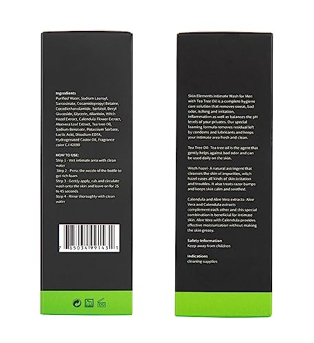 Impressive Beauty Intimate Wash for Men Natural Organic with Tea Tree Oil - pH Balanced Foam Cleansing
