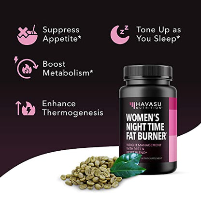Night Time Fat Burner for Women - Weight Loss and Sleep Support Blend With Vitamin D