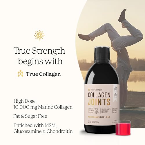 True Collagen Joint Peptides - Pack of 500ml, Berry Flavour - Dietary Supplements with Turmeric & Green Tea Extract