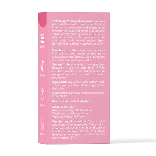Mother's Dose Hyaluronic Acid Suppository HydraDose- Hormone Free Moisturizer