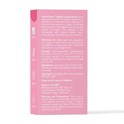 Mother's Dose Hyaluronic Acid Suppository HydraDose- Hormone Free Moisturizer