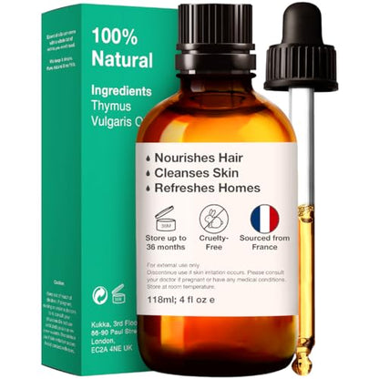 Kukka Thyme Essential Oil for Hair Thyme Oil for Skin - 100% Natural Thyme Essential Oil for Diffuser