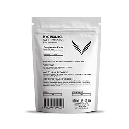 Myo Inositol Powder REDWELLS PCOS & Fertility GMO Free Vegan - 100g Pack
