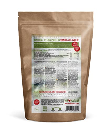 Ekopura Natural Vegan Protein - Vanilla - 500g - 75% Protein - Free from Allergens