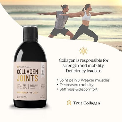 True Collagen Joint Peptides - Pack of 500ml, Berry Flavour - Dietary Supplements with Turmeric & Green Tea Extract