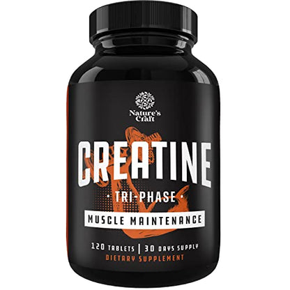 High Strength Tri Phase Creatine Pills - Muscle Mass Gainer and Muscle Recovery Creatine
