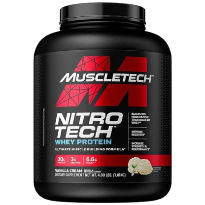 MuscleTech Whey Protein Powder Nitro-Tech - Isolate & Peptides & Cell-Tech Creactor