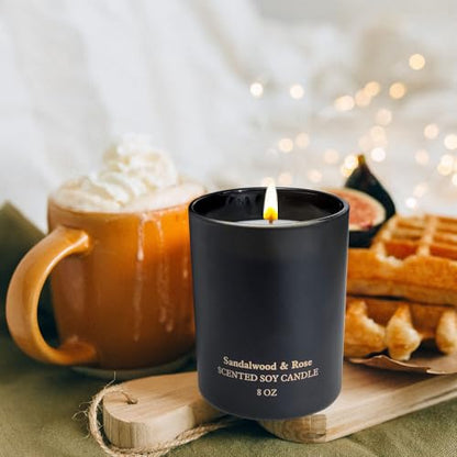 Sandalwood Rose Scented Candles, Christmas Birthday Candle Gifts for Women, Best Friends