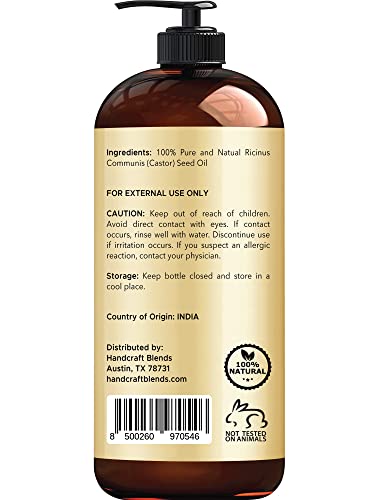 Handcraft Blends Jamaican Black Castor Oil for Hair Growth, Eyelashes and Eyebrows