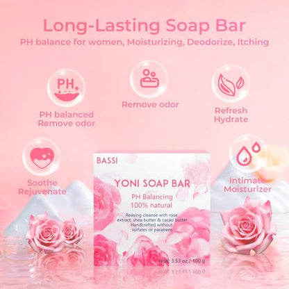 Yoni Soap Bars & Natural Yoni Oil Set, Natural Yoni Oil Vaginal Wash for Women Feminine Wash