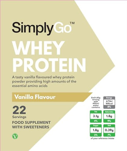 SimplyGo Whey Protein Powder - 900g - Simply Add 30g to Water, Juice or Shakes