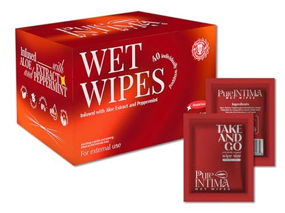 Feminine Wipes - Flushable Wet Wipes - Individually Wrapped 40 Units - pH Balanced- Alcohol-Free