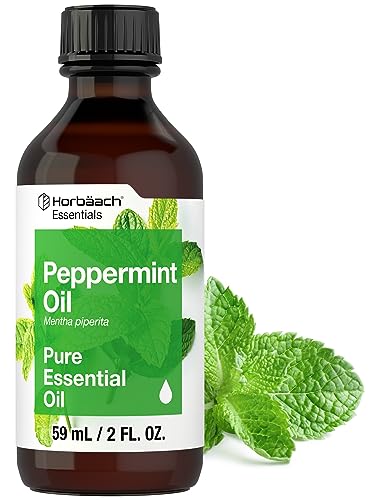 Horbaach Peppermint Oil | 2 fl oz | Pure Essential Spray | for Massage, Bath & Diffusers | Non-GMO