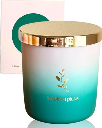 Inspired Picks Refreshing Green Candle – Wood Sage & Sea Salt w/Gold Stemmed Leaves Symbol 
