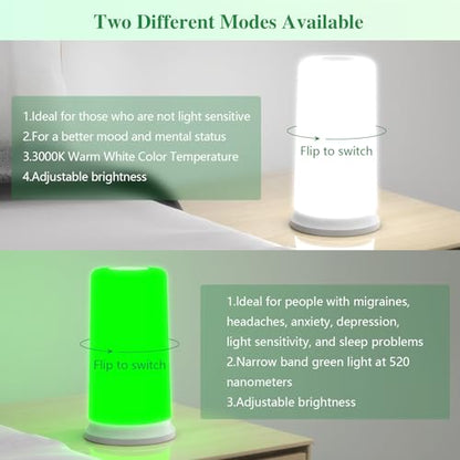 Green Light Lamp for Migraines,Mood Light Therapy Lamp 10000 Lux,Narrow Band Green LEDs