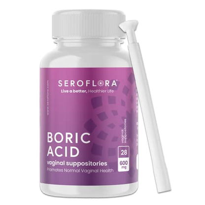 Seroflora Boric Acid Vaginal Suppositories for Women + 1 Suppository Applicator - Helps