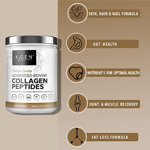 K-GEN Bovine Collagen Powder with Premium Quality Ingredients - Pure Hydrolysed Grass-Fed Bovine Collagen