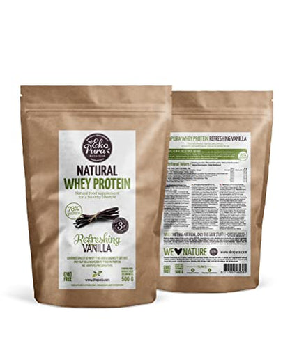 Ekopura Natural Whey Protein - Vanilla - 500g - 78% Protein - 100% Natural Grass Fed Whey