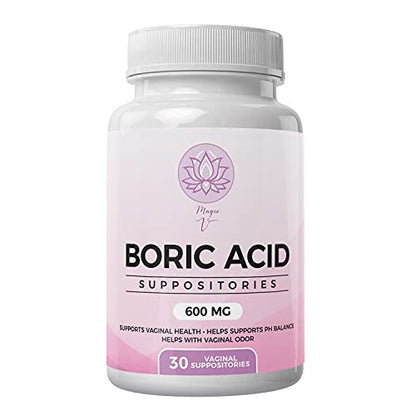 Magic V Steam Boric Acid Suppositories 600 MG 30 Count Optimal PH Support Made in The USA