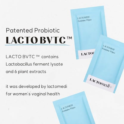 LACTOMEDI Feminine Wipes - Unscented Feminine Wipes - Individually Wrapped - pH-Balanced Feminine