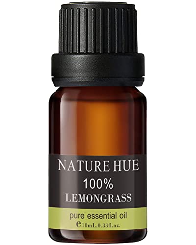 NATURE HUE Lemongrass Essential Oil - 10 mL (1/3 oz) - Pure, Natural, Therapeutic Grade