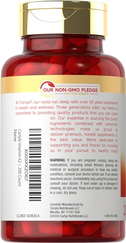 Carlyle Vitamin K2 MK7 100mcg - 200 Vegan Capsules - Menaquinone-7 Supplement