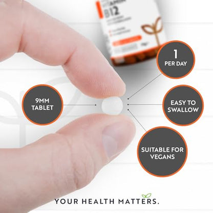 Vitamin B12 1000mcg - 365 High Strength Vegan Tablets (1 Year Supply) - Max Strength