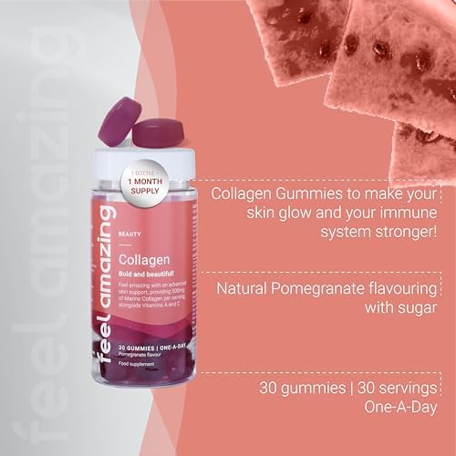 Collagen Gummies with Vitamins A and C, 500mg of Marine Collagen Per Serving, Advanced Skin Support