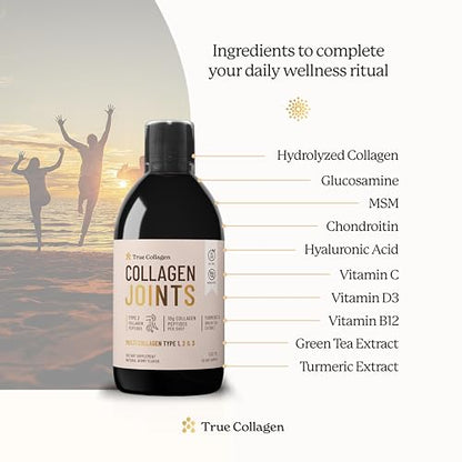 True Collagen Joint Peptides - Pack of 500ml, Berry Flavour - Dietary Supplements with Turmeric & Green Tea Extract