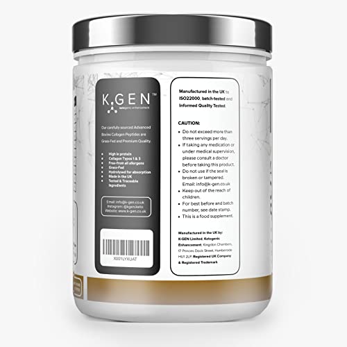 K-GEN Bovine Collagen Powder with Premium Quality Ingredients - Pure Hydrolysed Grass-Fed Bovine Collagen