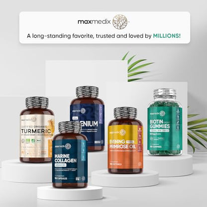 Biotin Gummies 5000mcg - with Vitamin A, B, C, D, E & Selenium - 120 Hair Nails and Skin
