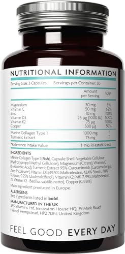 Premium Advanced Collagen Complex for Joint and Bone Health - High Strength Marine Collagen with Vitamin D3