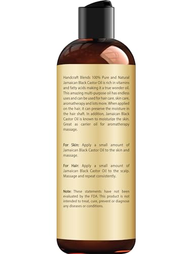 Handcraft Blends Jamaican Black Castor Oil for Hair Growth, Eyelashes and Eyebrows - 100% Pure