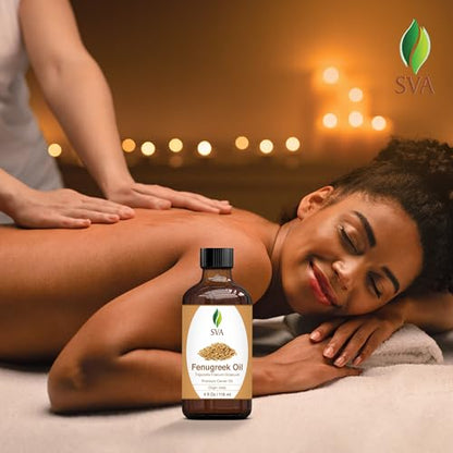 SVA Fenugreek Oil 4oz (118ml) Premium Carrier Oil with Dropper for Hair Care, Hair Oiling, Scalp Massage