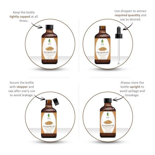 SVA Fenugreek Oil 4oz (118ml) Premium Carrier Oil with Dropper for Hair Care, Hair Oiling, Scalp Massage