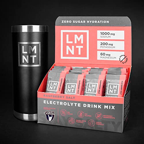LMNT Zero-Sugar Electrolytes - Raspberry Salt - Hydration Powder Packets - No Dodgy