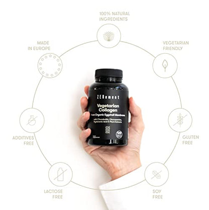 Vegetarian Collagen, from Organic Eggshell Membrane, 120 Capsules - with Glucosamine, Chondroitin, Hyaluronic Acid and Plant Extracts