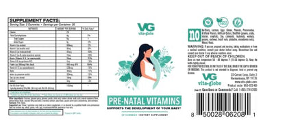 VitaGlobe Prenatal Vitamin Gummy - Womens Multivitamin for Healthy Growth and Brain Development