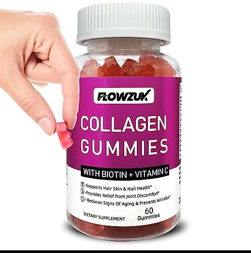 Collagen Gummies High Strength with Biotin Vitamin C & E - Flowzuk - Anti Aging, Hair Growth