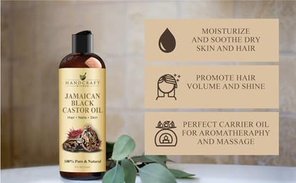 Handcraft Blends Jamaican Black Castor Oil for Hair Growth, Eyelashes and Eyebrows - 100% Pure
