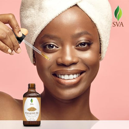SVA Fenugreek Oil 4oz (118ml) Premium Carrier Oil with Dropper for Hair Care, Hair Oiling, Scalp Massage