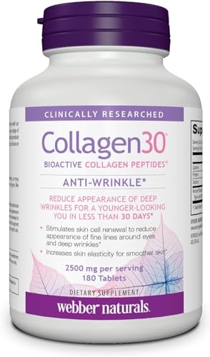 Webber Naturals Collagen30 Bioactive Collagen Peptides 2500 mg 180 Tablets