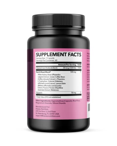 Night Time Fat Burner for Women - Weight Loss and Sleep Support Blend With Apigenin